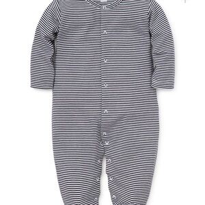 EUC Kissy Kissy Essentials Navy Stripe Footie 3 -6 months